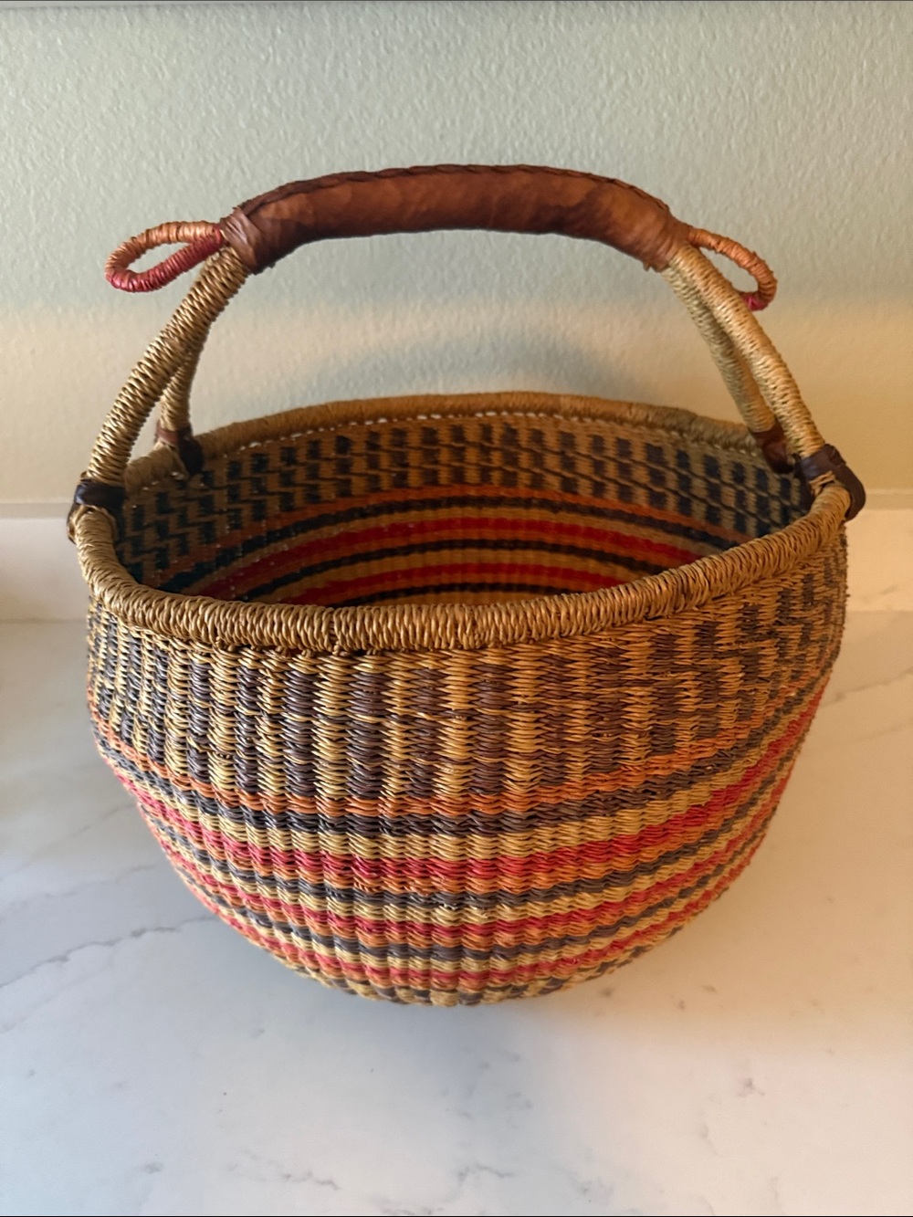 Vintage Large Bolga Basket Handwoven